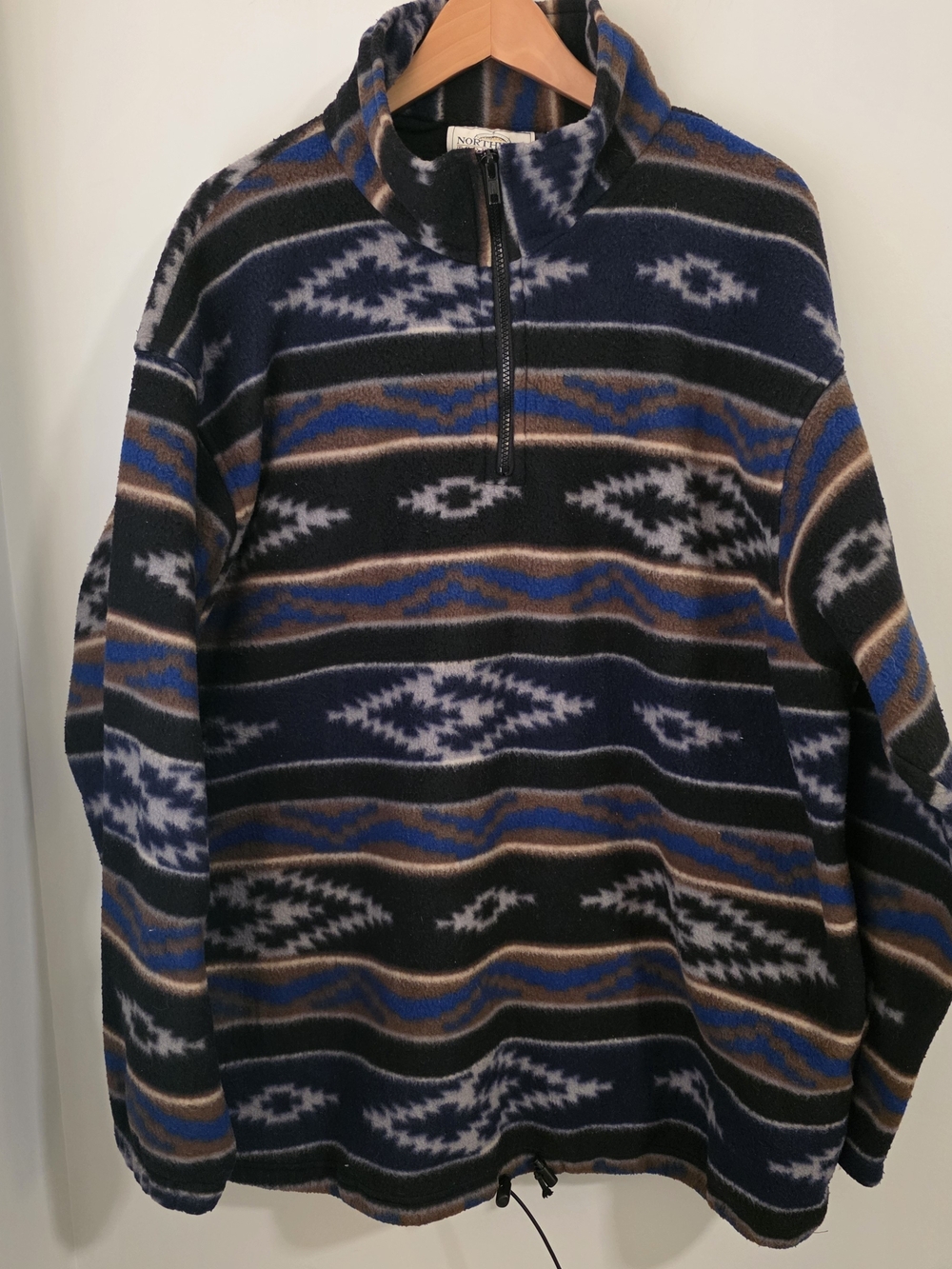 Northwest Territory XL Southwestern Fleece Quarter Zip Pullover Blue Brown
